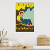 Park Clean 1938 WPA behalten Poster (Küche)