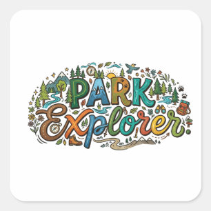 Park Explorer – Abenteuer Natur T-Shirt Quadratischer Aufkleber