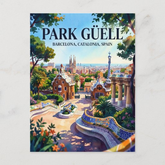 Park Güell, Barcelona, Katalonien, Spanien Spanien Postkarte (Vorderseite)