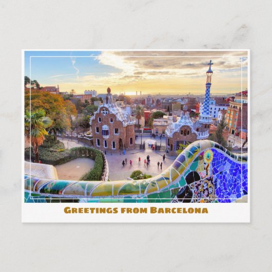 Park Guell Barcelona Spanien Modernes Postkarte (Vorderseite)