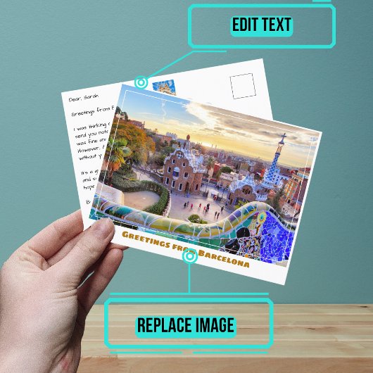 Park Guell Barcelona Spanien Modernes Postkarte