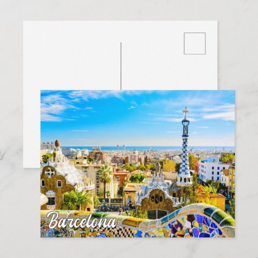 Park Guell, Barcelona, Spanien Postkarte (Vorne/Hinten)