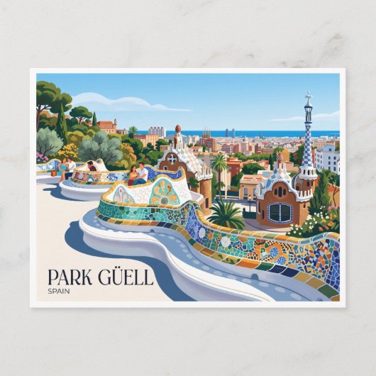 Park Güell Barcelona Spanien Postkarte (Vorderseite)