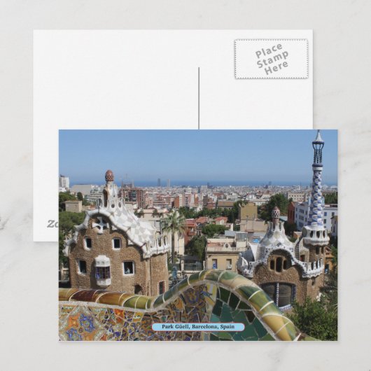 Park Güell, Barcelona, Spanien Postkarte (Vorne/Hinten)