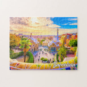 Park Guell, Barcelona, Spanien Puzzle