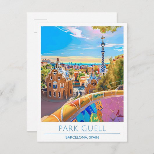 Park Guell Barcelona Spanien Reisen Postkarte (Vorne/Hinten)