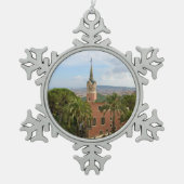 Park Guell in Barcelona Schneeflocken Zinn-Ornament (Vorderseite)