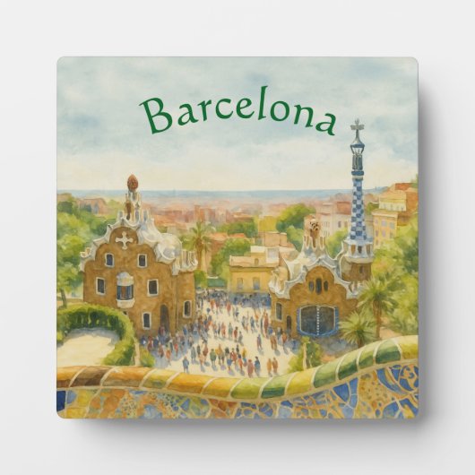 Park Güell in Barcelona, Spanien Fotoplatte (Vorderseite)