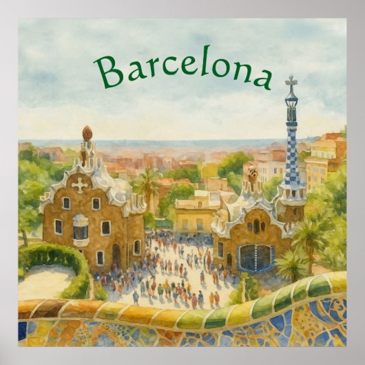 Park Güell in Barcelona, Spanien Poster (Vorne)