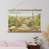 Park Güell in Barcelona Wandteppich Mit Holzrahmen (Schlafzimmer)