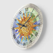 Park Guell mosaics Wall Clock Große Wanduhr (Winkel)
