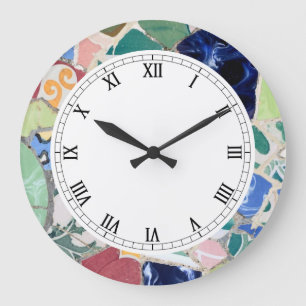 Park Guell mosaics Wall Clock Große Wanduhr