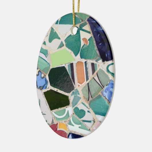 Park Guell Mosaik-Oval Verzierung Keramik Ornament (Links)