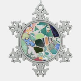 Park Guell Mosaiken Schneeflocken Zinn-Ornament