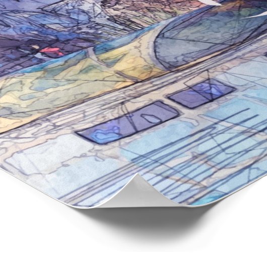 Park Guell Sketch Poster (Ecke)