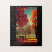 Park im Herbst goldfarbene orange Blätter Puzzle (Vertikal)