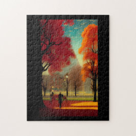 Park im Herbst goldfarbene orange Blätter Puzzle