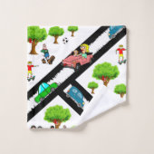 Park Kids Hunde Bäume Autos Badezimmer Handtuch Se Badhandtuch Set (Waschlappen)