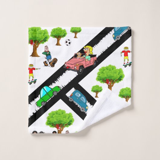 Park Kids Hunde Bäume Autos Badezimmer Handtuch Se Badhandtuch Set (Waschlappen)