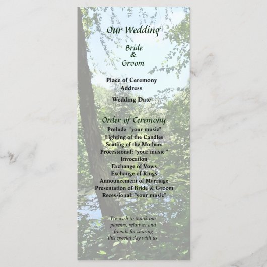 Park mit Brücke in der Ferne Hochzeitsprogramm Programm (Vorderseite)
