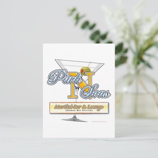 Park N Sons Martini Bar Spaß Postkarte (Stehend Vorderseite)