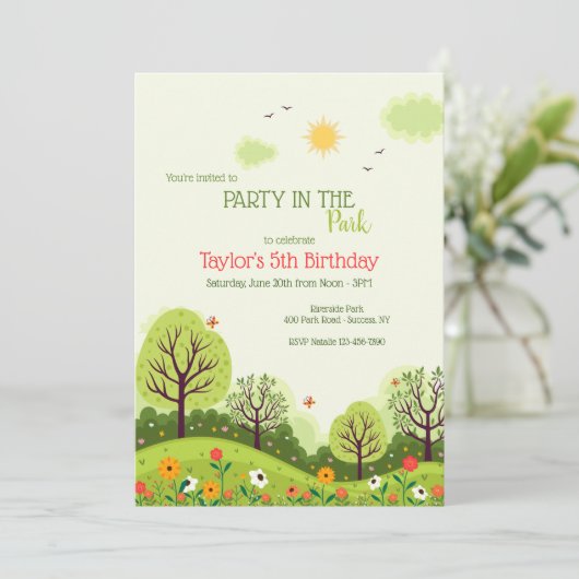 Park Party Einladung (Stehend Vorderseite)