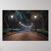 Park Path by Lamplight - Serene Abend Poster (Vorne)