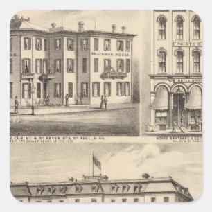 Park-Platz-Hotel, Greenman Haus, Minnesota Quadratischer Aufkleber