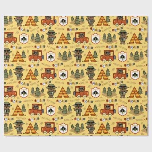 Park Ranger Bear Pattern Geschenkpapier (Flach)