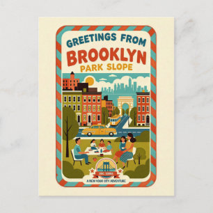 Park Slope Brooklyn NY Retro 1950er Reise Postkarte