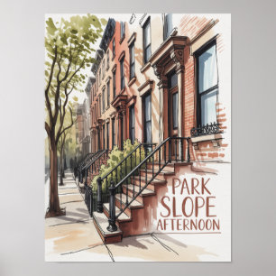 Park Slope Nachmittags-Braunstein-Aquarell Poster