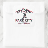 Park Stadt Utah Snowboarden Quadratischer Aufkleber (Tasche)