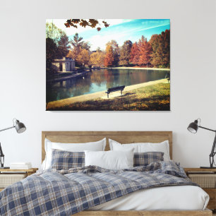 Park und Lake Stretched Canvas Print Leinwanddruck