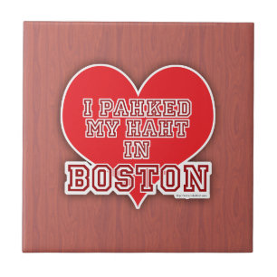Park Your Heart in Boston Fun Accent Motto Fliese