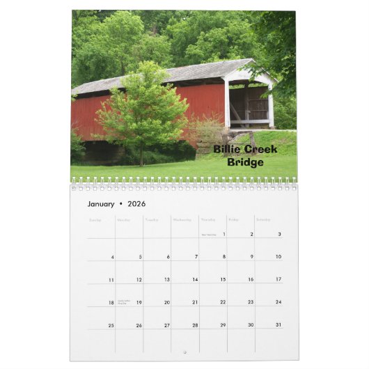 Parke County Indiana Kalender (Jan 2026)