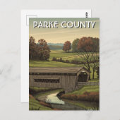 Parked County Indiana Covered Bridge Postkarte (Vorne/Hinten)