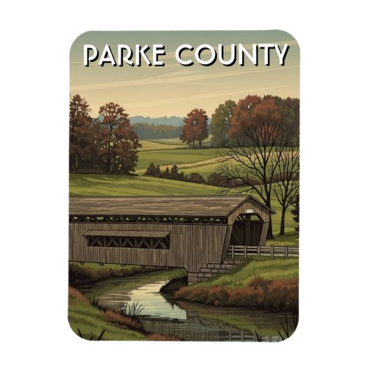 Parked County Indiana Gedeckte Brücke Magnet (Vertikal)