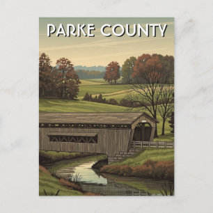 Parked County Indiana Gedeckte Brücke Postkarte