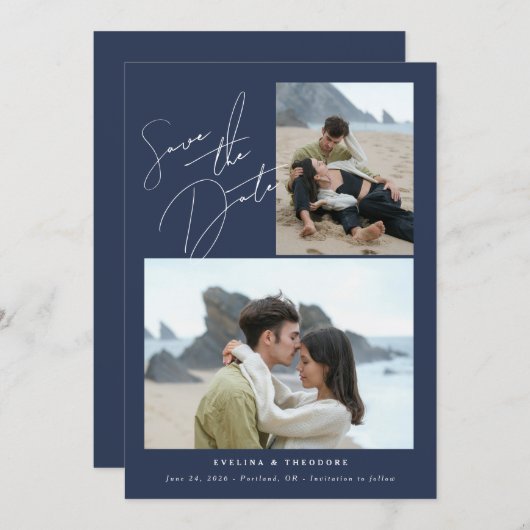 Parker 2 Foto Wedding Save the Date (Vorne/Hinten)