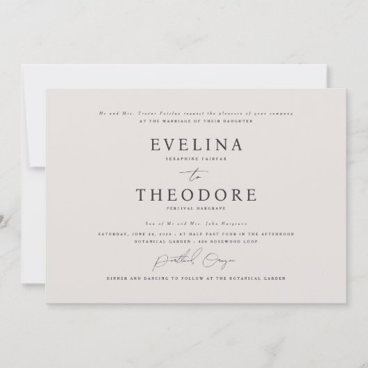 Parker Formal Landsape Hochzeit Einladung (Vorderseite)
