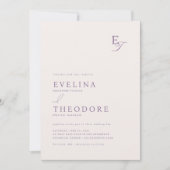 Parker Lavender Elegant Monogram Wedding Einladung (Vorderseite)