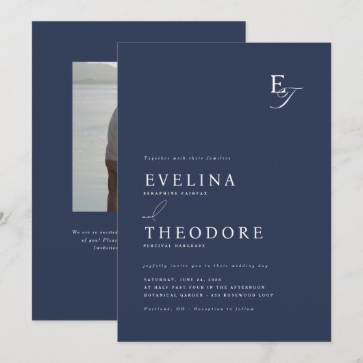 Parker Monogram Wedding Einladung (Vorne/Hinten)