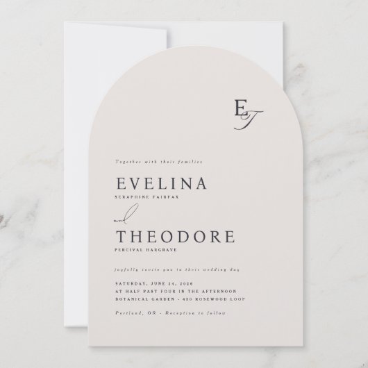 Parker Monogram Wedding Einladung (Vorderseite)