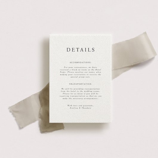 Parker Portait Wedding Details Card Einladung