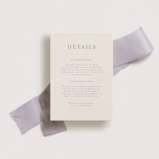 Parker Portait Wedding Details Card Einladung