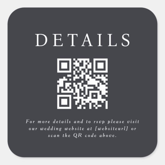 Parker Wedding QR Code Quadratischer Aufkleber (Vorderseite)