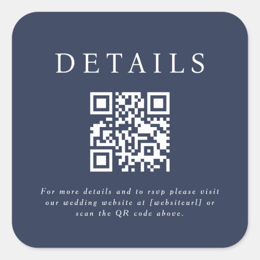 Parker Wedding QR Code Quadratischer Aufkleber (Vorderseite)