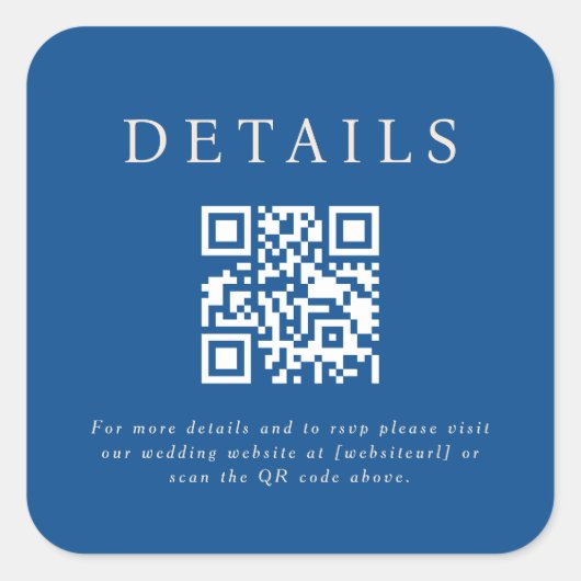 Parker Wedding QR Code Quadratischer Aufkleber (Vorderseite)
