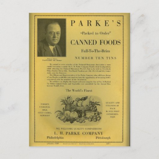 Parke's Canned Foods Postkarte (Vorderseite)