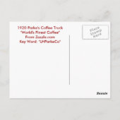 Parke's Coffee Truck - 1920 Postkarte (Rückseite)